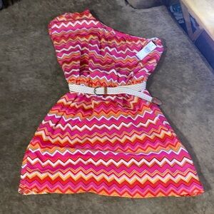 NWT IZ Byer One Shoulder Colorful Dress - Size L Juniors
